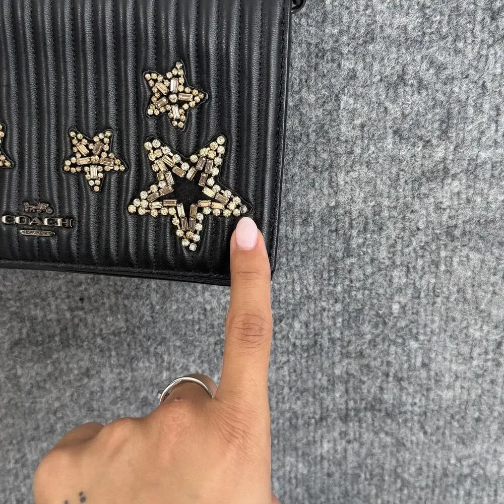 Coach 1941 Foldover Chain Clutch Crystal Star Embellishment In Black 31871 Chic